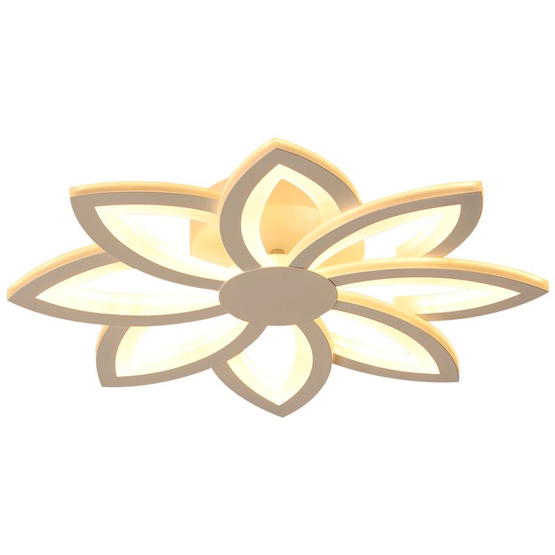 18 "/23" W Flower acrílico Semi Flush Luz de techo Simplicidad LED Techo blanco Capité de montaje en luz cálida/blanca