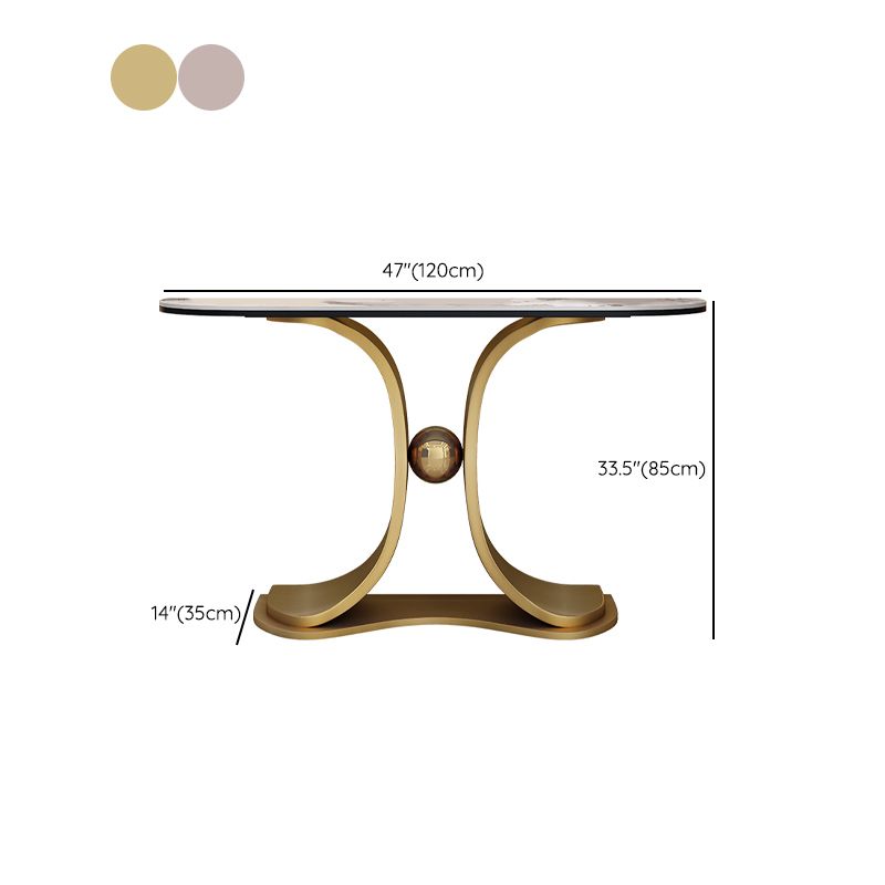 Glam Half Moon Console Table Stone Console Sofa Table for Hall