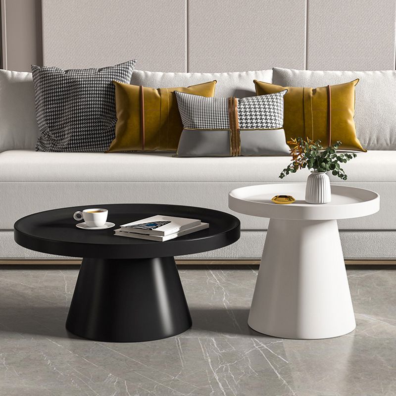 Round Tray Top Coffee Table Metal Black/White Cocktail Table