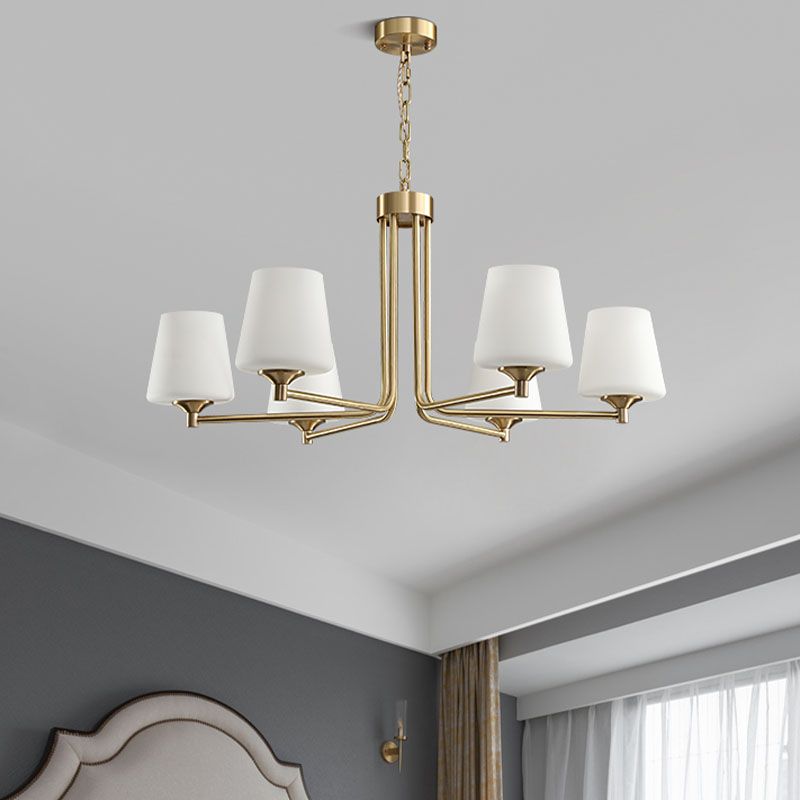 Moderne stijl conische plafondophanging verlichting multi -lichten melkglas plafond kroonluchter