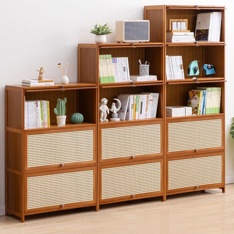 Contemporary Simple Rectangular Bamboo Cabinet with Doors in Brone