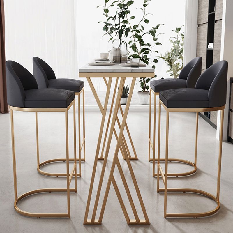 Rectangle Bar Counter Table Glam Style Faux Marble Bar Counter Table for Kitchen