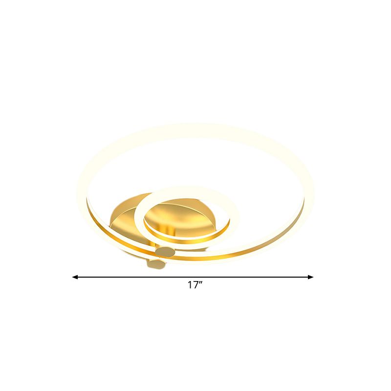 Hoop Semi Flush Light Minimalism Metallic LED Gold Ceiling Mounted Fixture for Bedroom