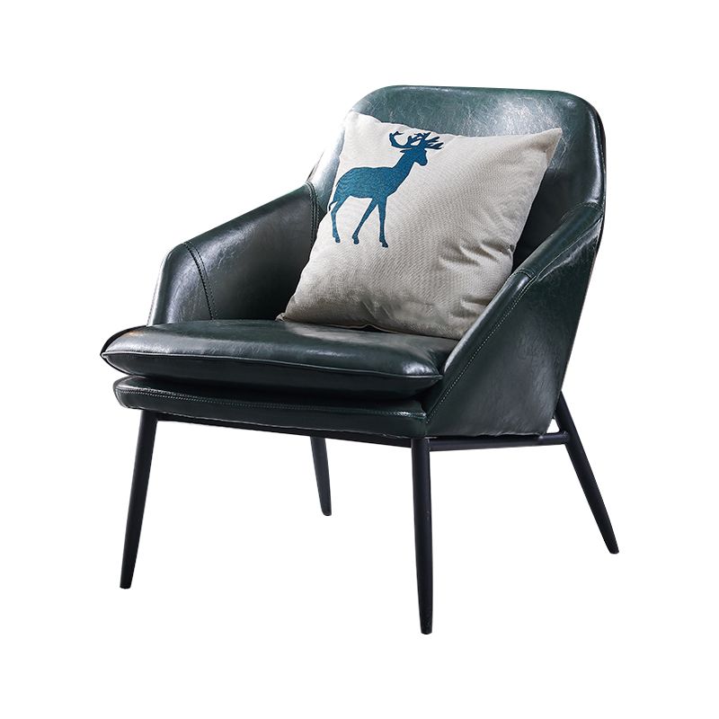 Mid-Century Modern Basic Four Leg Arm Chair Leather Accent Armchair for Living Room