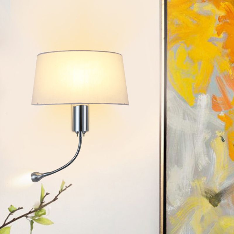 Modernism Metal Wall Light Polish Finish Fabric Shaded Lighting for Bedroom