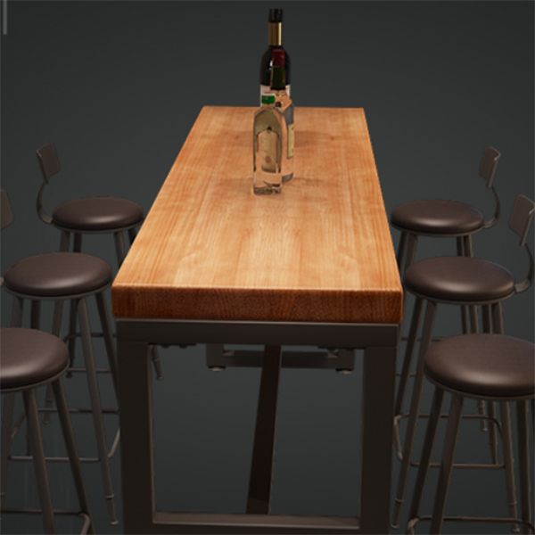 Industrial Rectangle Pub Table Set 1/4/6/7 Pieces Solid Wood Bar Set for Indoor
