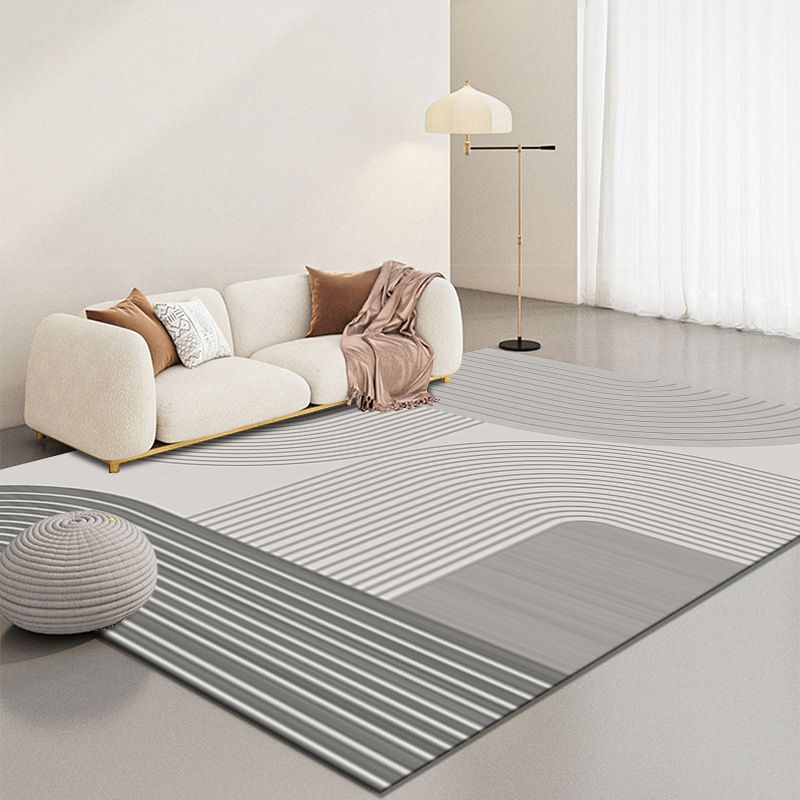 Gray Modern Carpet Polyester Semicircle Carpet Washable Carpet for Home Decor