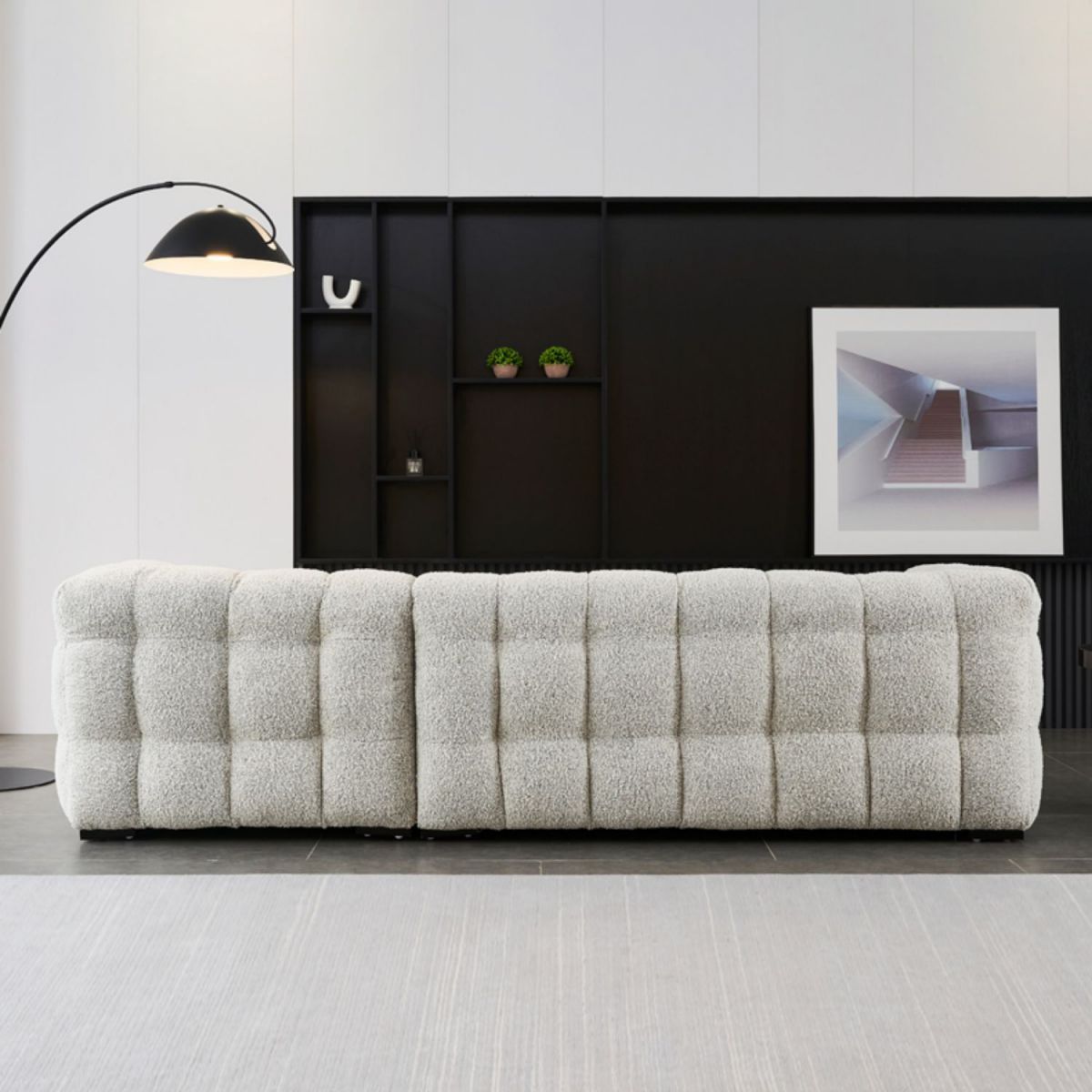 Contemporary Square Arm Tufted Tight Back Sofa Couch for Living Room