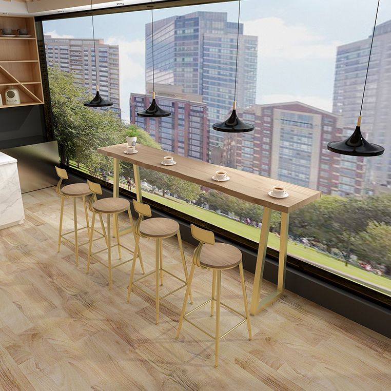 Solid Wood Bar Table Traditional Luxury Bar Table Rectangle with Sled Base