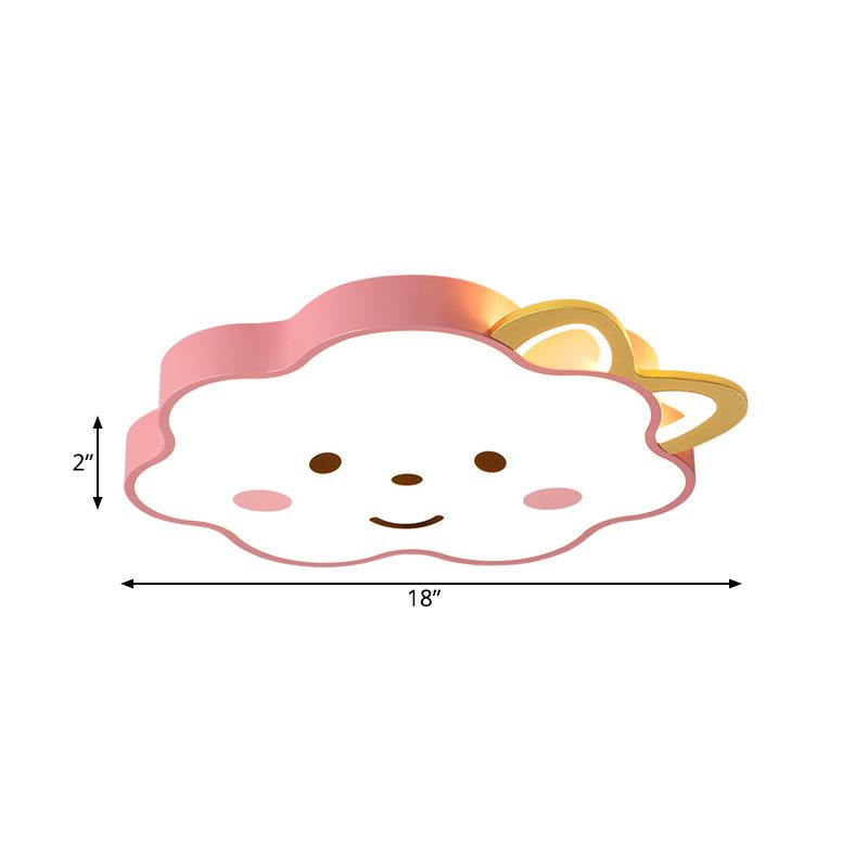 Acrylic Cloud Ceiling Mounted Fixture Cartoon Pink LED Flush Mount Lamp for Bedroom in White/3 Colors Light