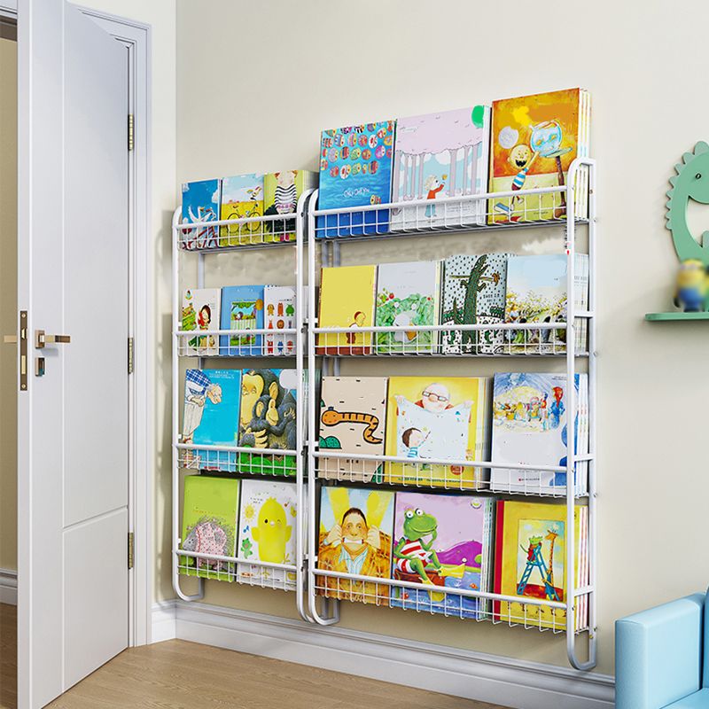 Modern Style Metal Bookshelf Wall Mounted Bookcase for Bedroom