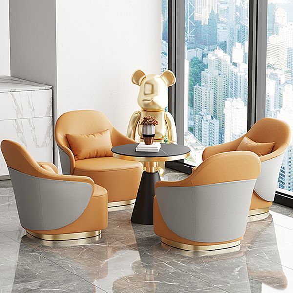 Recessed Arms Chair 25.59" Wide Faux Leather Arms Included Chair with Pillow Back