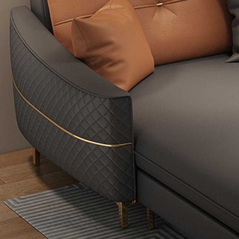 33.46" Tall Faux Leather Sofa Stain Resistant Square Arm Sofa