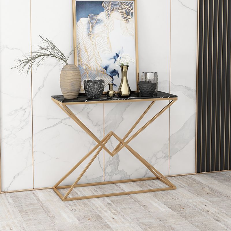 11.8" W Modern Console Accent Table Antique Finish Sofa Console Table in Marble