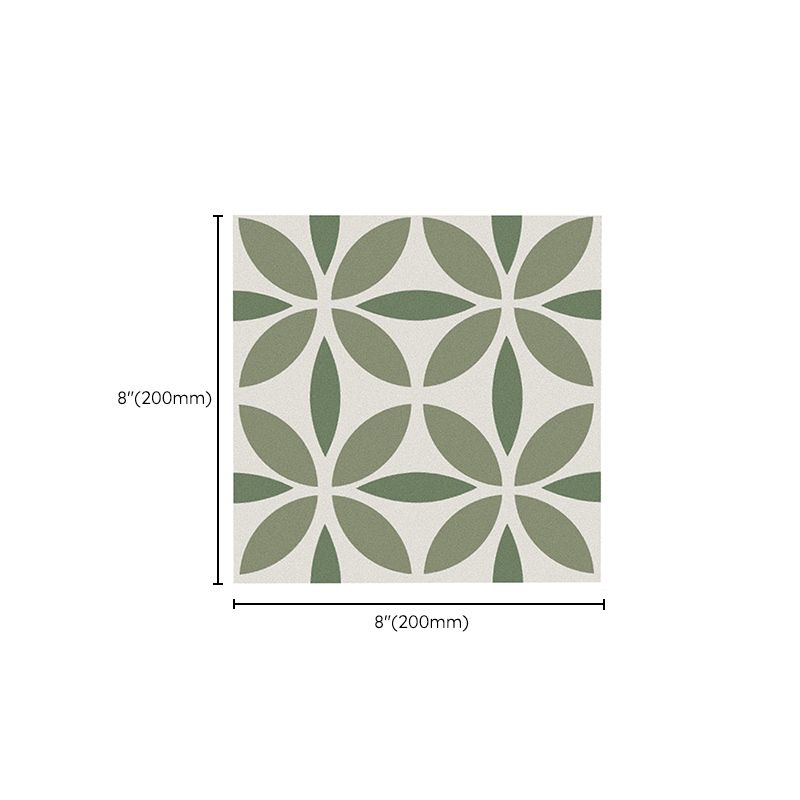 Indoor Vinyl Tile Flower Print Peel and Stick Waterproof Square Vinyl Tile