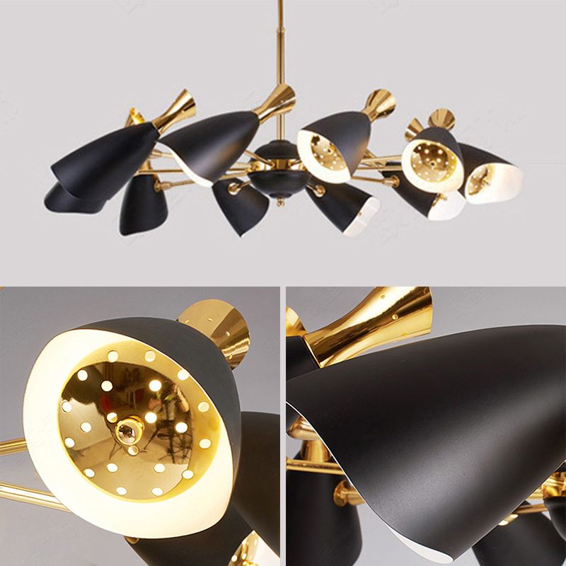 Moderne Luxus -sich verjüngende Anhänger Light Zink Legierung Innenlampe mit Schmiedeeisenschatten