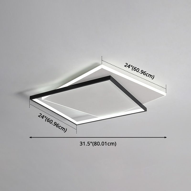 Simplicity LED Ceiling Lamp Double Squares Geometric Shape Flush Mount Lighting Fixture with Acrylic Shade