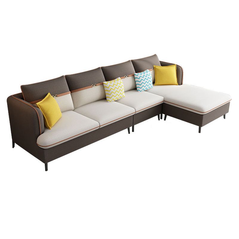 Square Arm Pillow Back Sectional Ottoman Included 4-seat Sectional Sofa