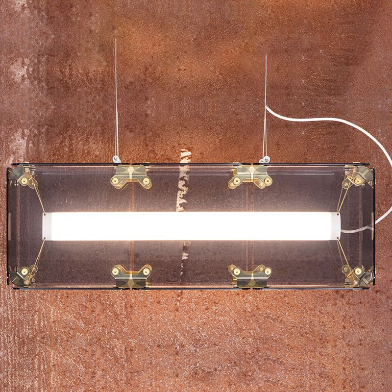 1-Light Island Lighting Ideas Modern Style Rectangular Shape Glass Hanging Light Fixtures