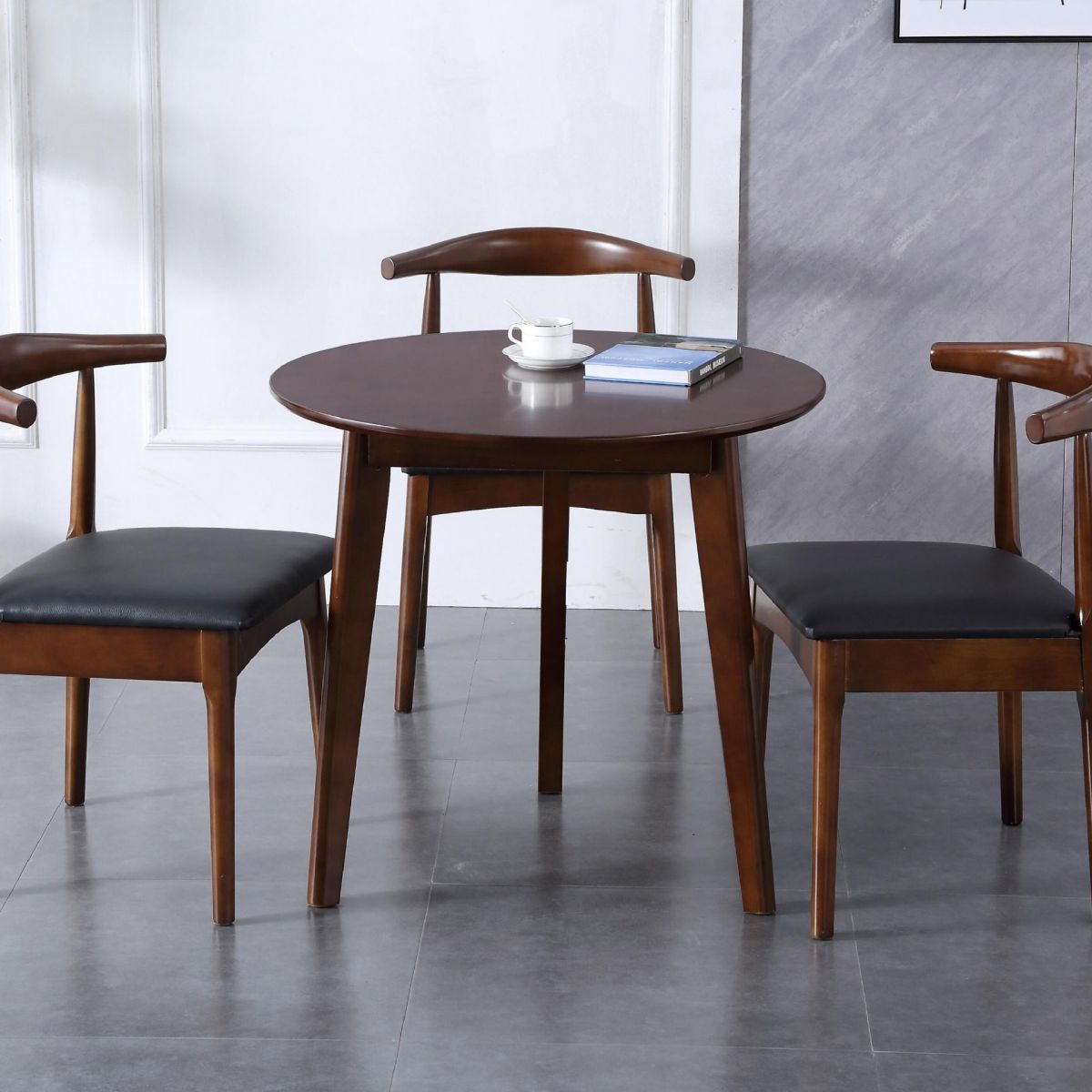 Mesa de comedor de madera maciza de estilo moderno con 3 patas para uso en el hogar