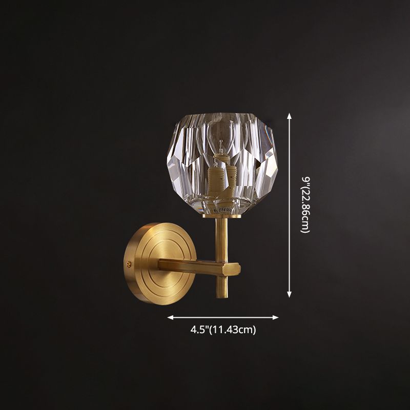 Lámpara de la plataforma de estilo moderno Cristal transparente de pared de 1 luces en oro