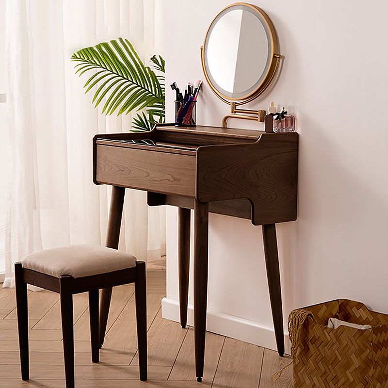 Glass Makeup Counter 18.11" Wide Solid Wood Vanity Tables with 1 Storage Drawers