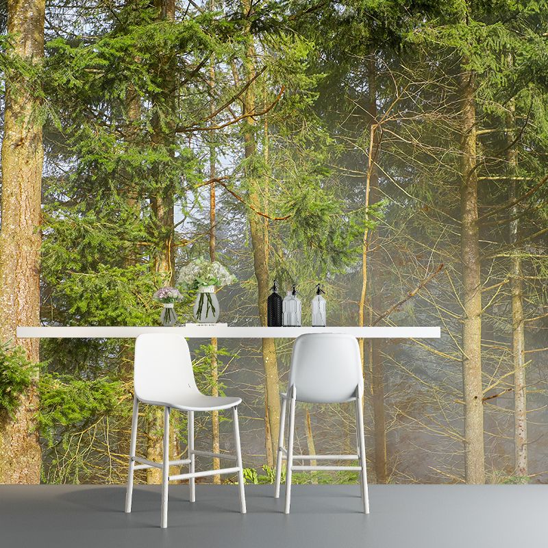 Natural Decorative Green Forest Wall Mural Sitting Room Gust Room Wall Covering