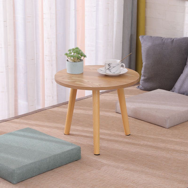 Modern 3 Leg Corner Table Round Solid Wood Side End Table for Living Room