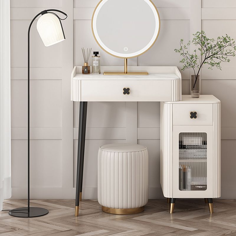 Contemporary Bedroom Storage Box Bright White Straight Feet Vanity Desk