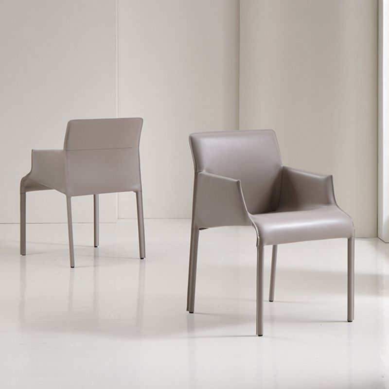 Contemporary Arm Dining Chairs Faux Leather Low Back Side Chair