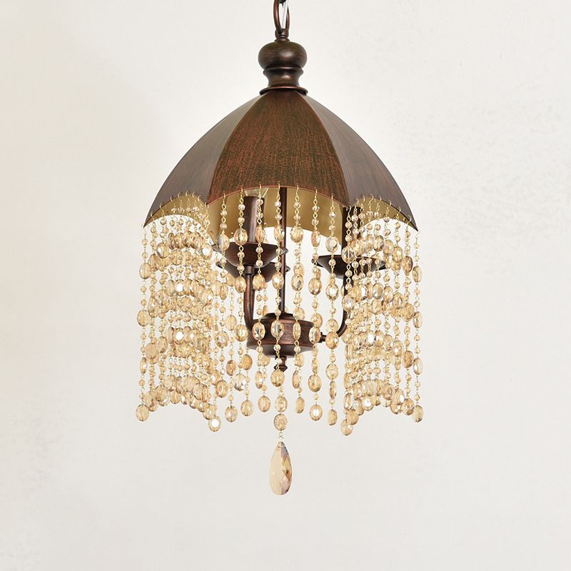 3 lumières Crystal suspendu lustre traditionnel rouille effilée du salon de salon
