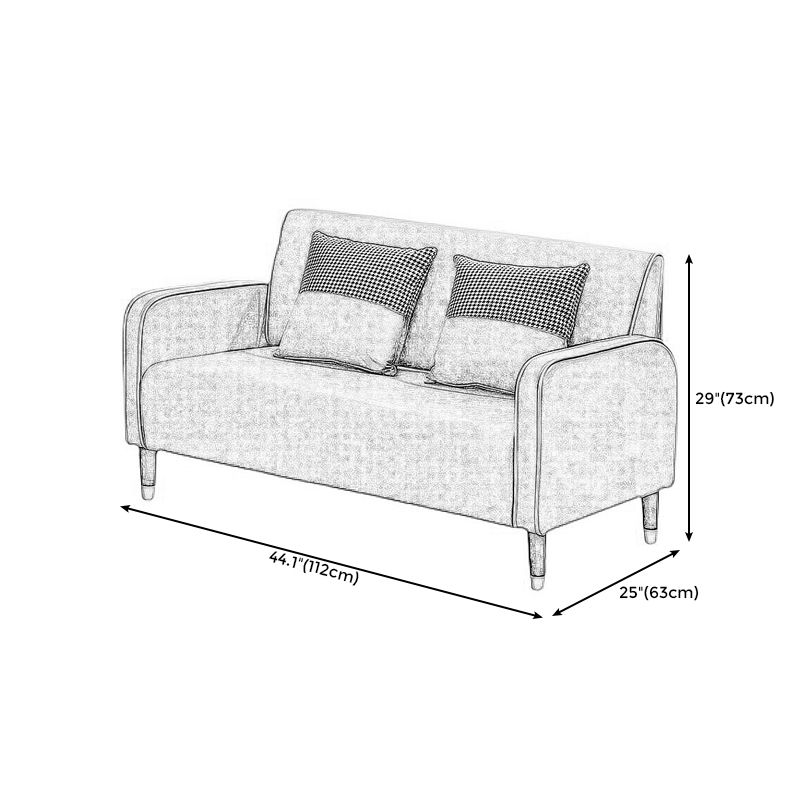 Scandinavian Tight Back Sofa Square Arm Loveseat with 4 Wooden Legs