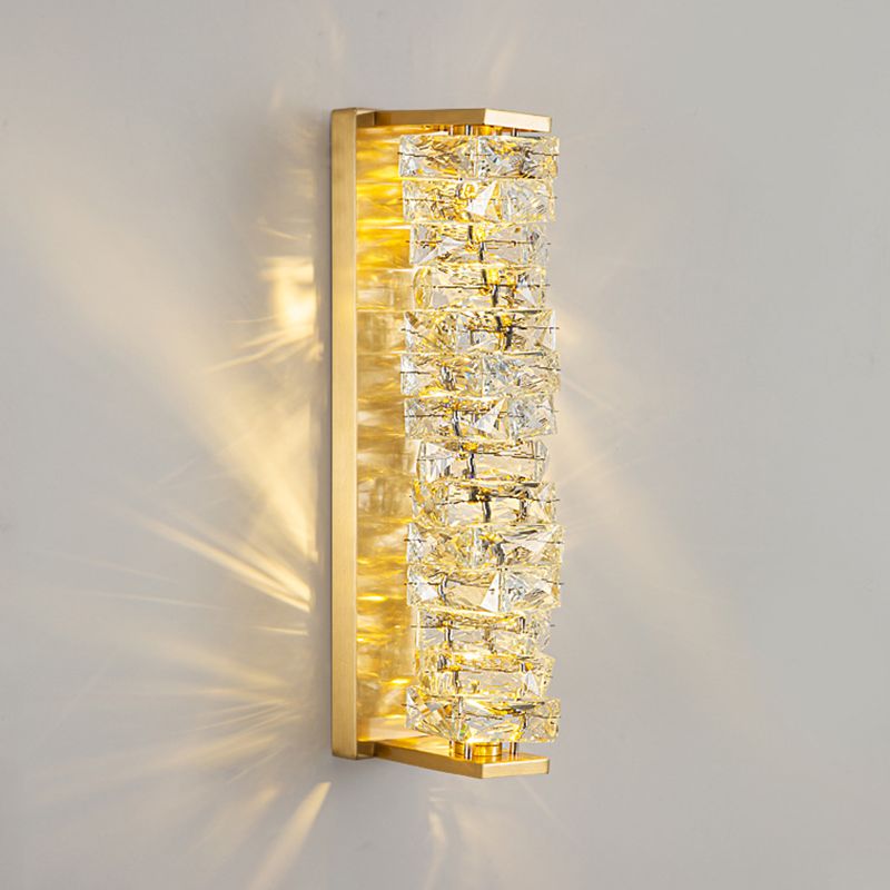 1-Light Geometric Sconce Light Fixture Modern Crystal Wall Light