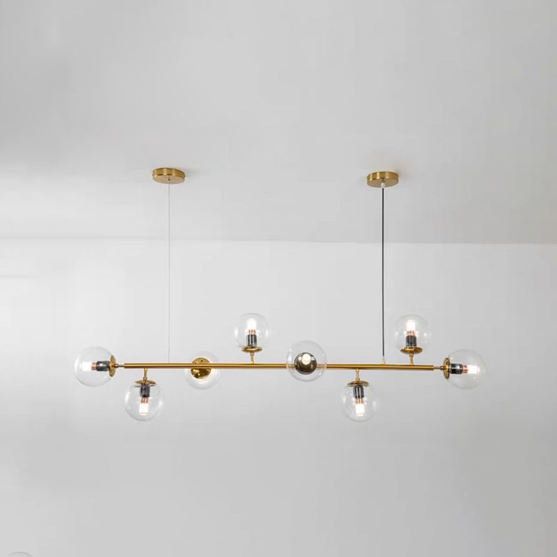 Modern Style Metal Island Pendant Globe Glass Shade Island Light for Restaurant