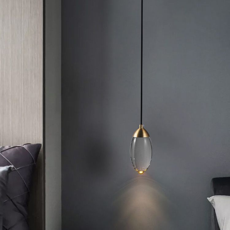 Luz colgante contemporánea Fixtura de iluminación de colgante de cristal simple para sala de estar