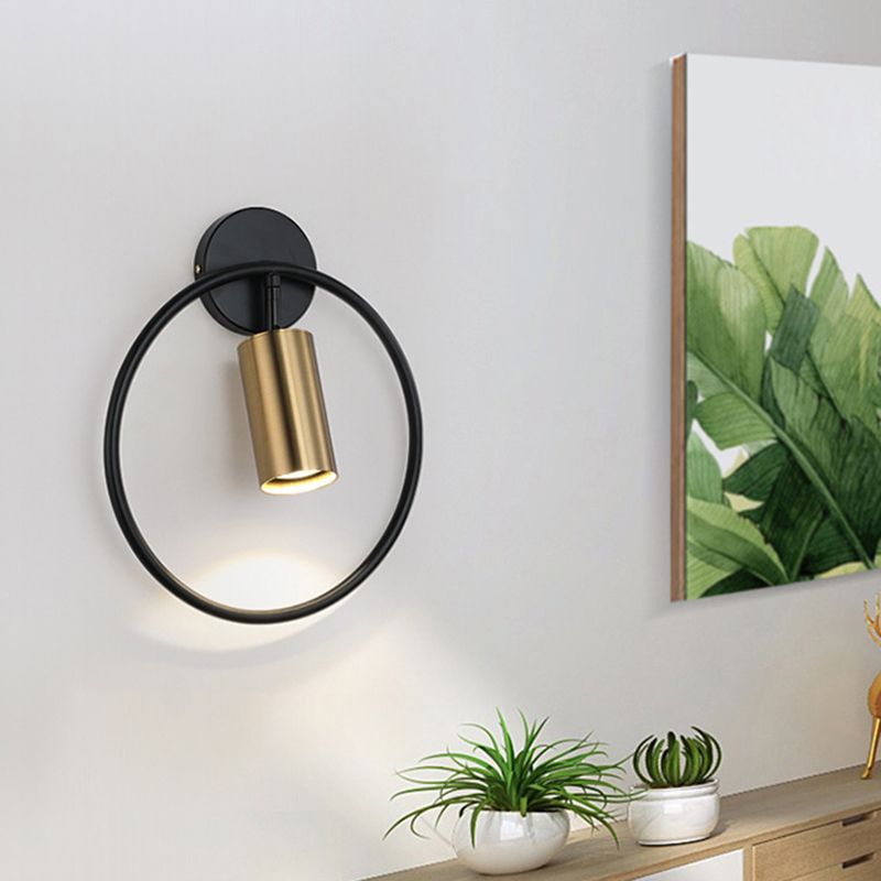 Modernism Single Golden/Black Wall Mounted Sconce Metal Shaded Wall Light
