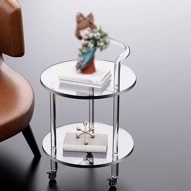 22" H End Slide Table Round Shape Acrylic End Table in Clear