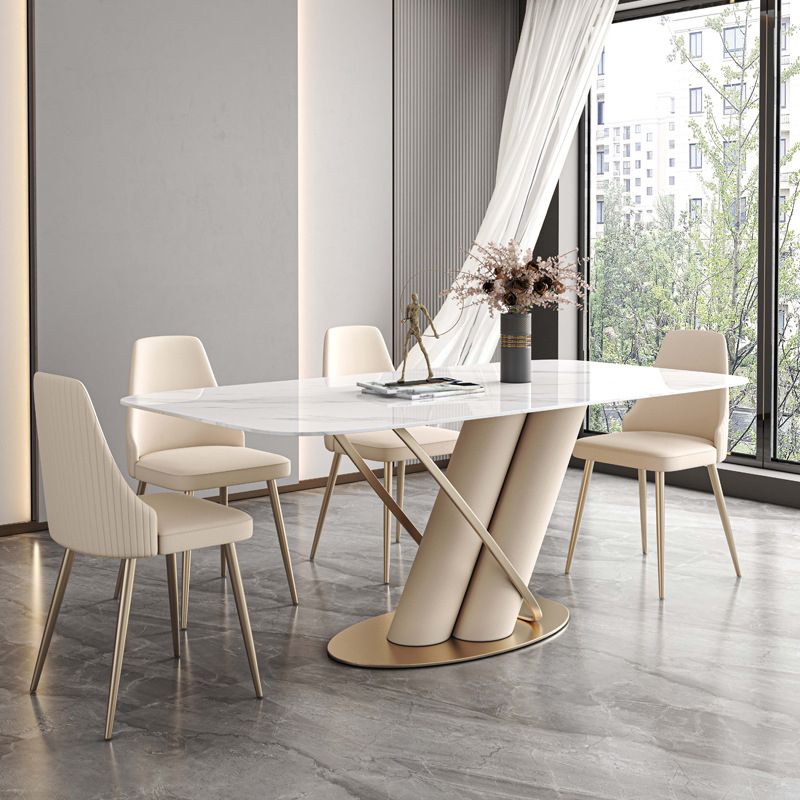 Luxury Sintered Stone Top Dining Set Rectangle 1/4/5/7 Pieces Dinette Table Set