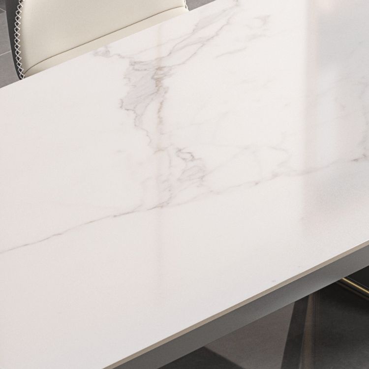 Rectangular Modern Sintered Stone Dining Room Set Dining Furniture Set with Metallic Base