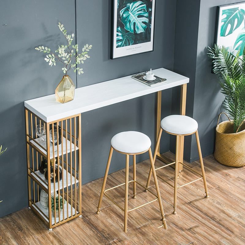 Glam Bar Table Set 1/3 Pieces Rectangle Wood Counter Table with Stools