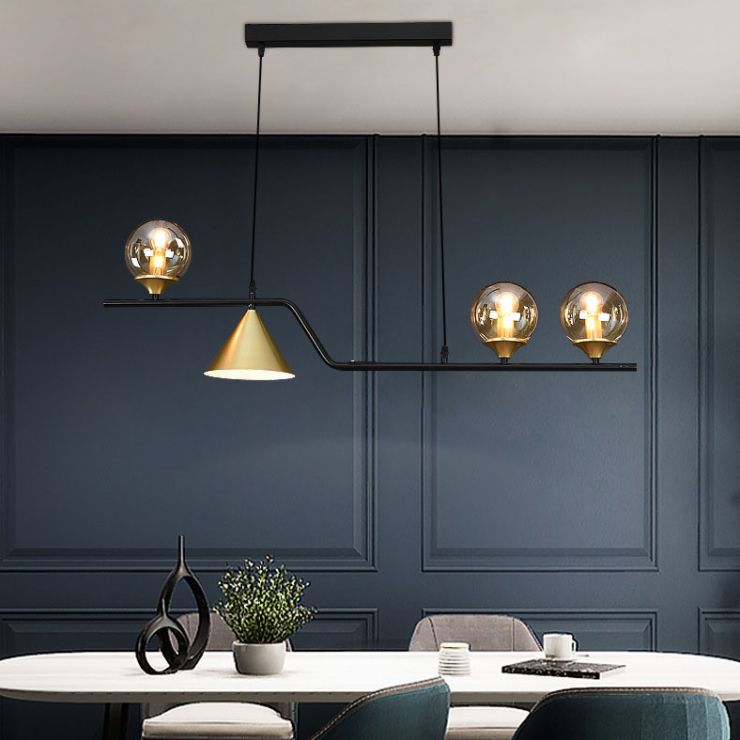 Round Island Lighting Fixture Modern-Style Glass Island Chandelier for Dinning Room