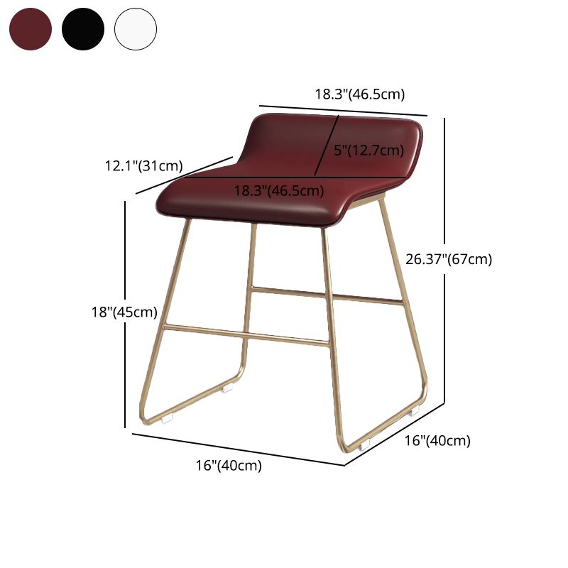 Taburete de bar redondo Glam, taburete de bar de cuero sin brazos con reposapiés, base de hierro