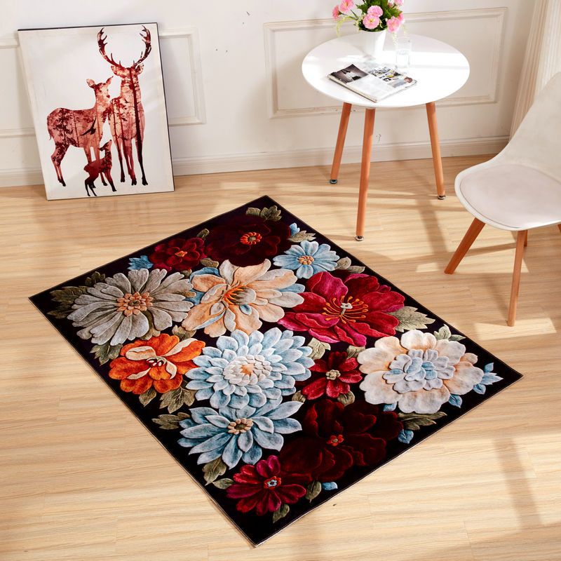 Roze woonkamer tapijt bloemenpatroon polyester gebied tapijt niet-slip achterste ruggebied tapijt