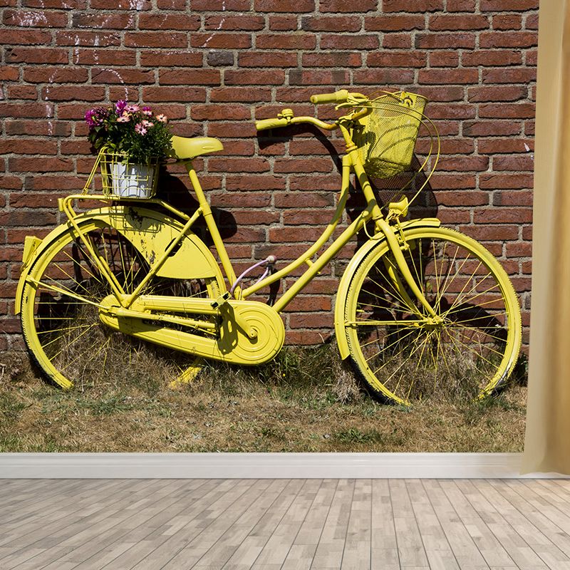 Bicycle Mural Wallpaper Stain-Resistant Bedroom Decorative Wall Covering, Custom-Made