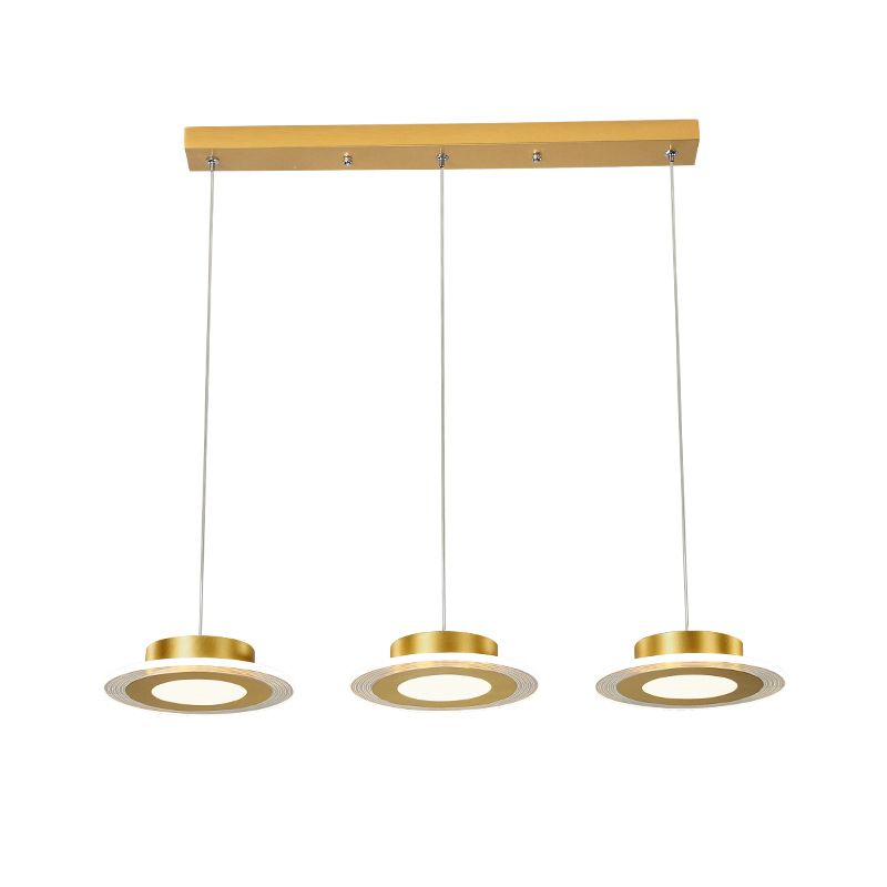 3 Ronde kroonluchter licht eigentijdse acryl -LED Gold Pendant verlichtingsarmatuur in warm/wit licht