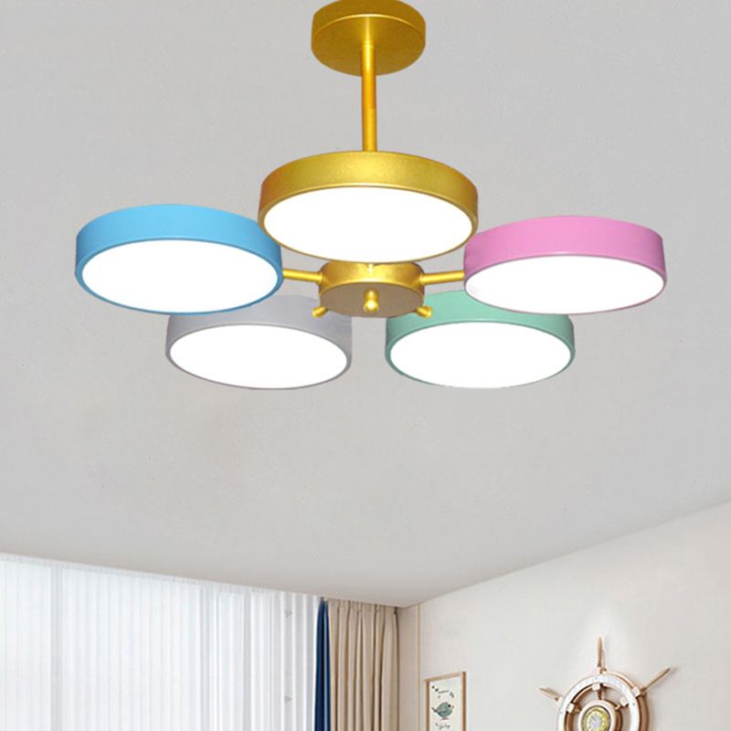 Modern Metal Chandelier Light Fixtures Round Multi-Head Suspension Pendant Lamps