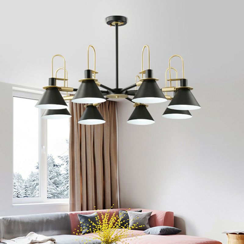 Conical Chandelier Pendant Light Minimalist Style Metal Living Room Suspension Light