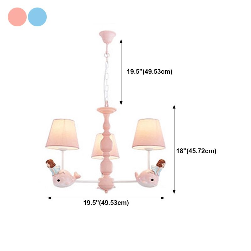 Multi Head Chandelier Light Nordic Macron Fabric Hanging Pendant for Living Room