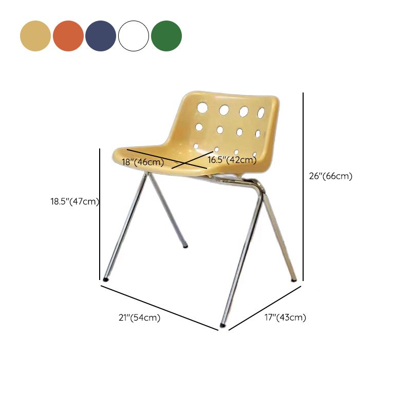 Plastic Stacking Side Chair Modern Style Open Back Armless Chair with Chrome Legs