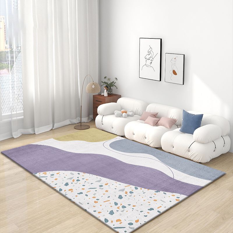 Black Nodic Area Rug Polyester Graphic Indoor Rug Non-Slip Backing Rug for Living Room